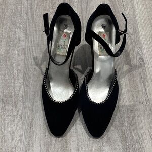 Wild Rose Black Heels with Silver Studs